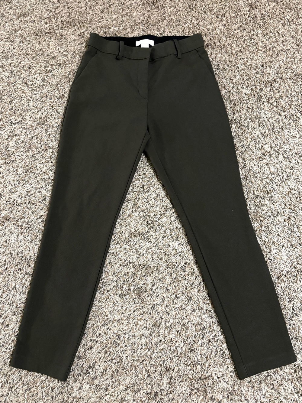 H&M Dark Green Ankle Pants | Slim Fit Career Office Trousers | Business Casual